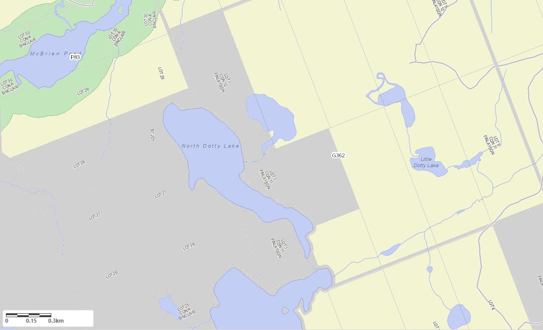 Crown Land Map of North Dotty Lake in Municipality of Lake of Bays and the District of Muskoka
